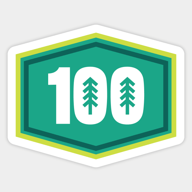 100 Mile Trail and Ultra Running Trees Sticker by PodDesignShop